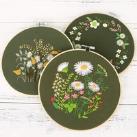 embroidery kit with plants flowers pattern embroidery hoops needle for home decor