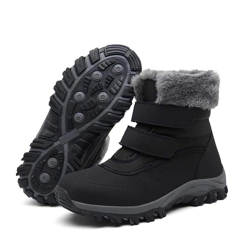 2022 Winter Woman's Stylish Snow Boots High-top Warm Lined Anti-skid waterproof Shoes Outside Casual Slip-on Black Gray Footwear