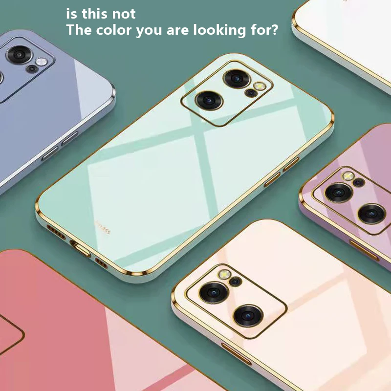 

Fashion Straight Edge Plating Phone Case Pure Color Soft TPU Cover Fine Hole All-inclusive Lens Anti-fall Shell For Reno7 Pro SE
