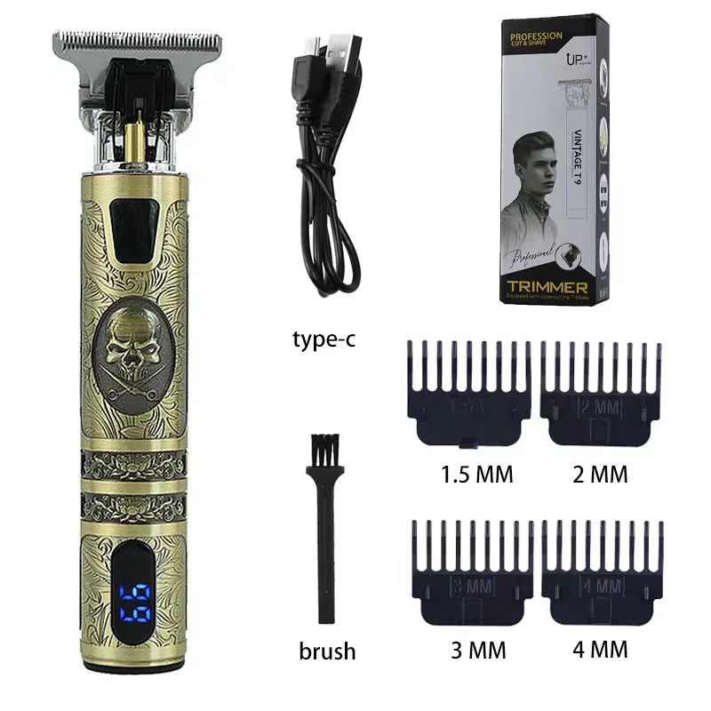 

3 Pieces/Lot, LCD Screen Hair Clipper T9 0mm Electric Men's Cordless Hair Clipper Professional Beard Barber Hairdresser