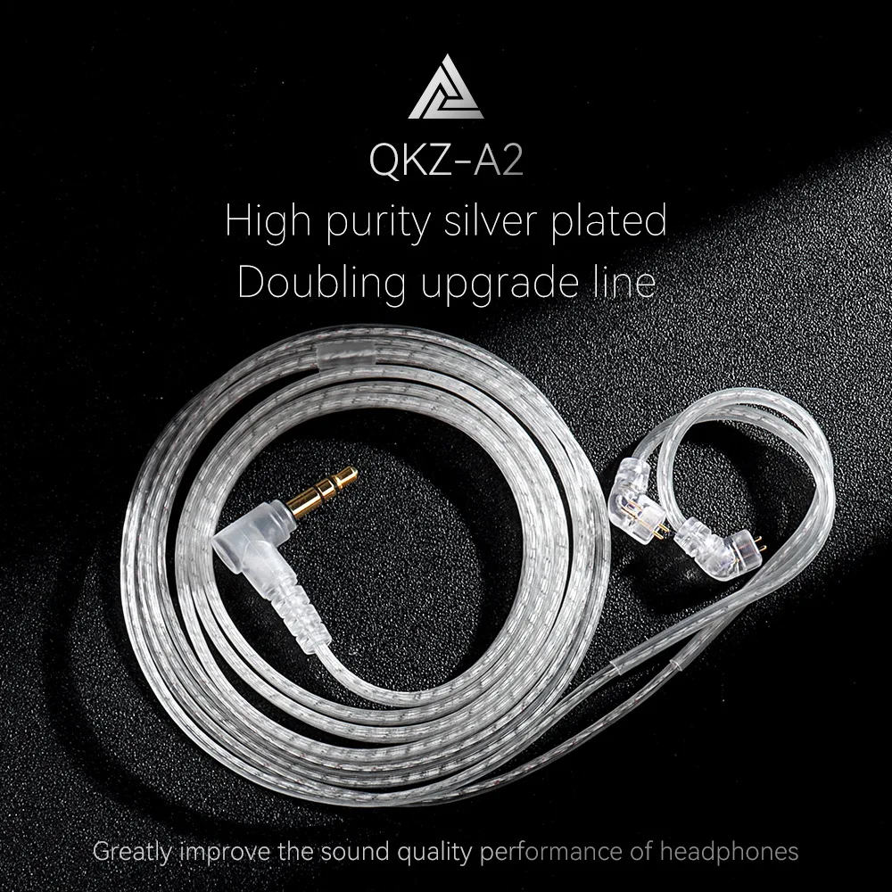 QKZ A2 Headphone Cord Double Silver Plated Wire Upgrade Cable Earbuds Wired Earphones In Ear Monitor Music Original Headset