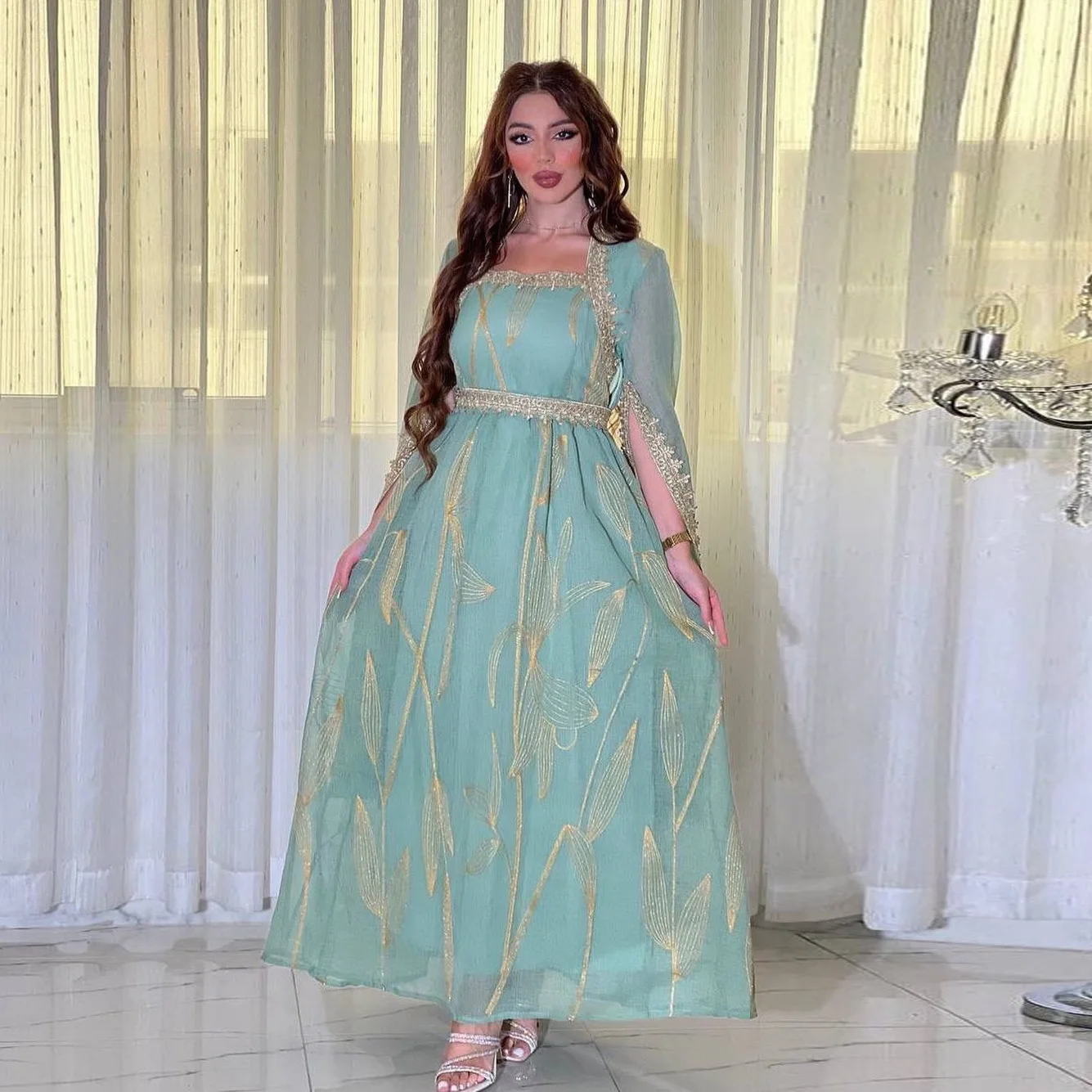 Элегантное мусульманское вечернее платье для женщин Джалабия Абая Рамадан с