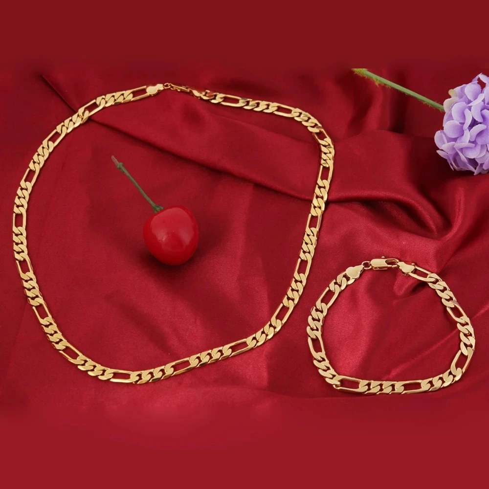 ł posrebrzany 18-karatowy złoty drobny 6MM geometria bransoletki naszyjnik zestawy biżuterii dla kobiet mężczyzn modne prezenty akcesoria