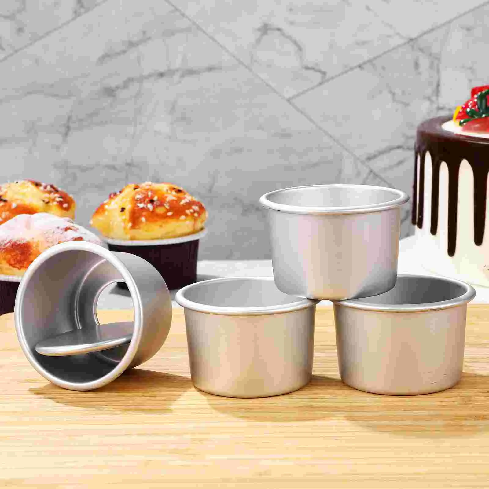 

4 Pcs Round Cake Pans with Removable Bottom aluminum alloy Baking molds Small Cake Tins for Making Cakes