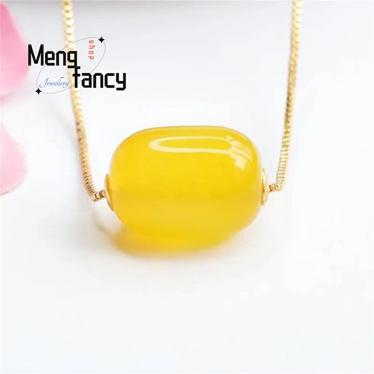 

Natural Topaz Pith Agate Lutong Necklace Pendant Simple Fashion Personalized Luxury Ethnic Charm Women Style Fine Jewelry Gift