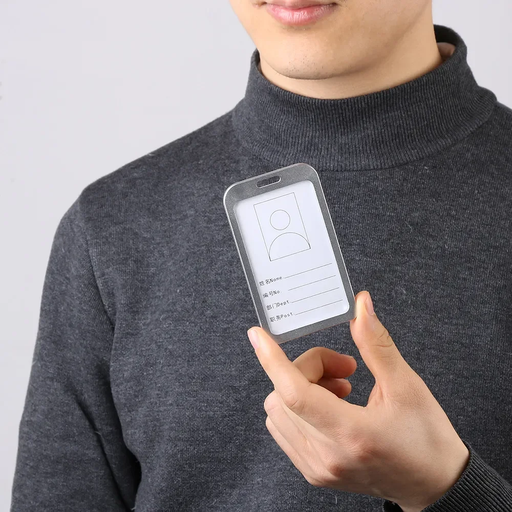 Aluminum Alloy Work Name Card Holders Business Work Card ID Badge Lanyard Holder Hot Vertical Metal ID Business Case