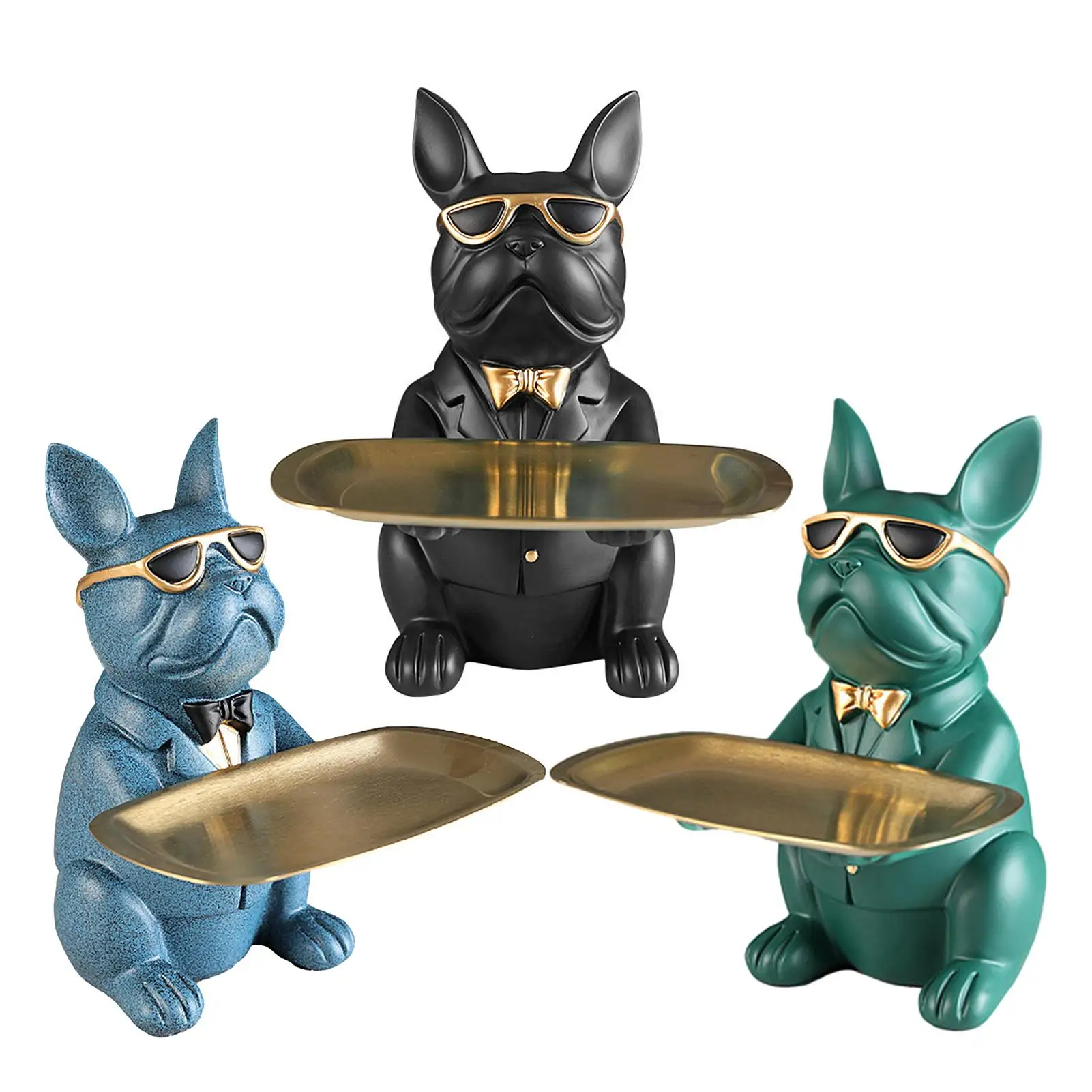 

Bulldog Figurine Storage Ornaments Entrance Key Tray Home Decor