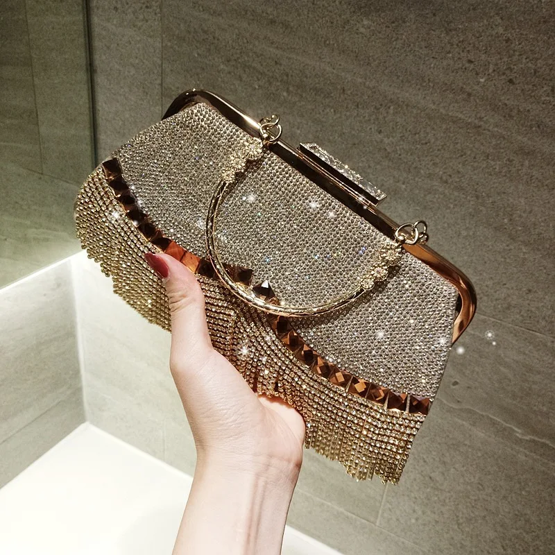

Luxury Tassel Diamonds Evening Bag Designer Rhinestones Women Handbags Shinny Crystal Shoulder Crossbody Bag Party Clutch Purses
