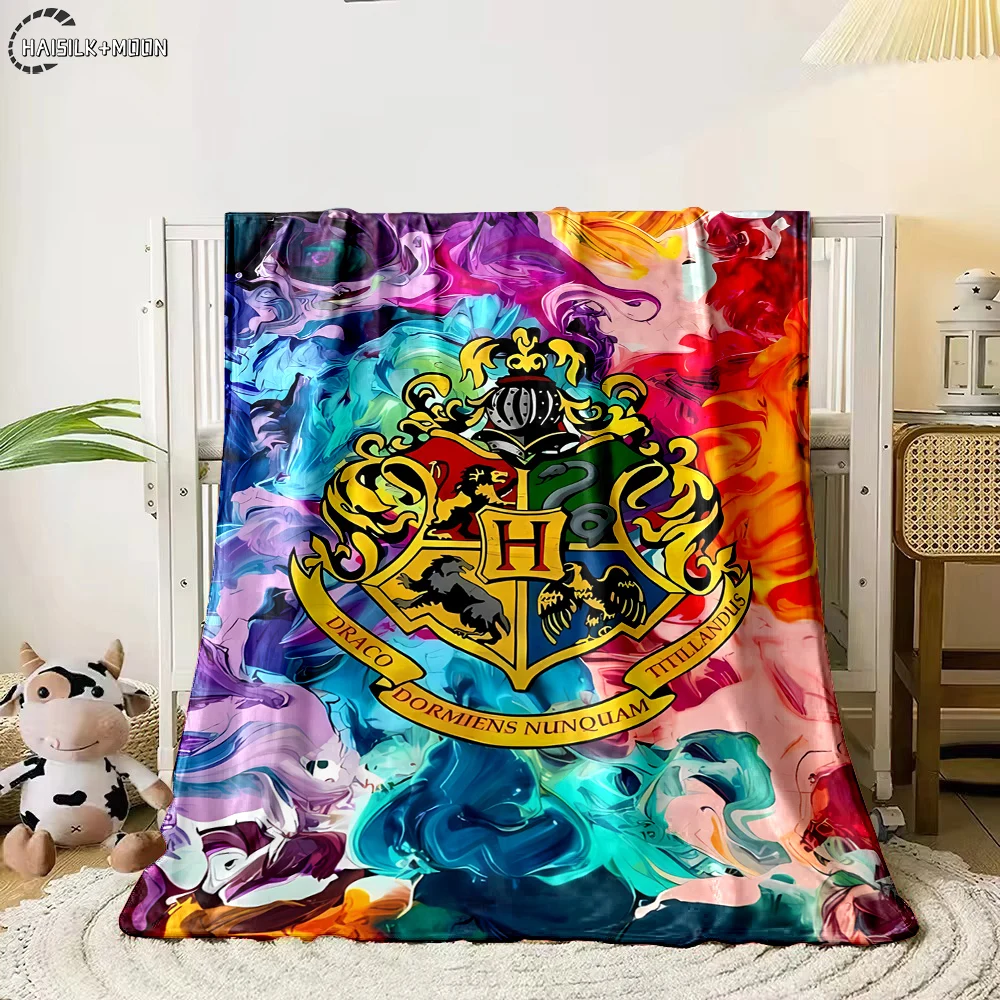 Одеяло с флагом Волшебной школы Гарри Поттера теплое мягкое пушистое для детей и