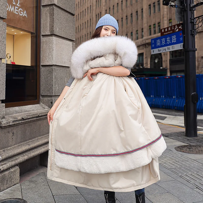 Female Thick Warm Jacket Coats Winter Clothes Big Fur Parkas Hooded Overcoat 2022 New Winter Jackets Women Fleece Cotton Coat