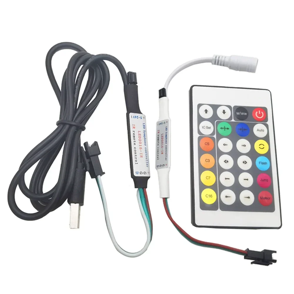 USB/DC WS2811 WS2812B Контроллер светодиодной ленты RGBIC 24 клавиши ИК-пульт дистанционного