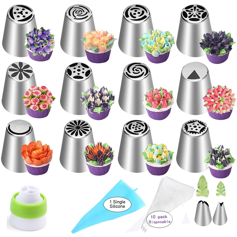 

Tools Russian Cream Confectionery Pastry Stainless Nozzles Tips Piping Tulip Nozzles Steel Flower 1 Cake Icing Set Decorating