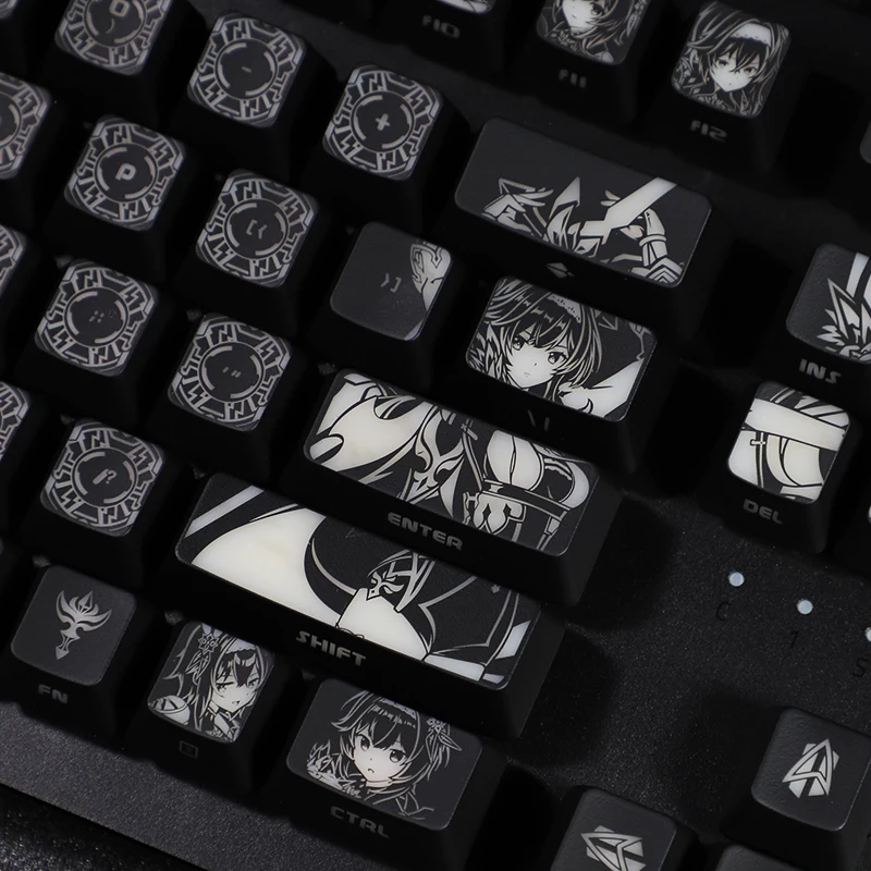 104 колпачков на клавиши заказ тема Genshin Impact Eula с подсветкой черными отверстиями