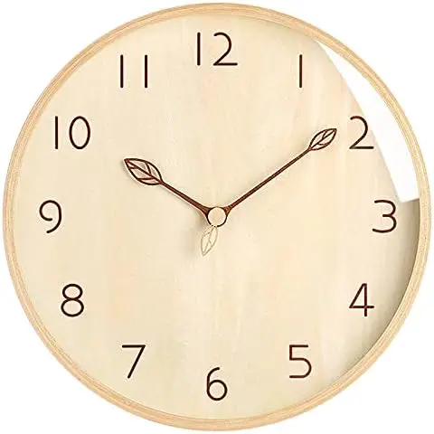 

Reloj de Pared de Madera Natural Maciza Reloj de Madera de 12 Pulgadas Movimiento Silencioso Sin Sonido Tictac Péndulo de Pared