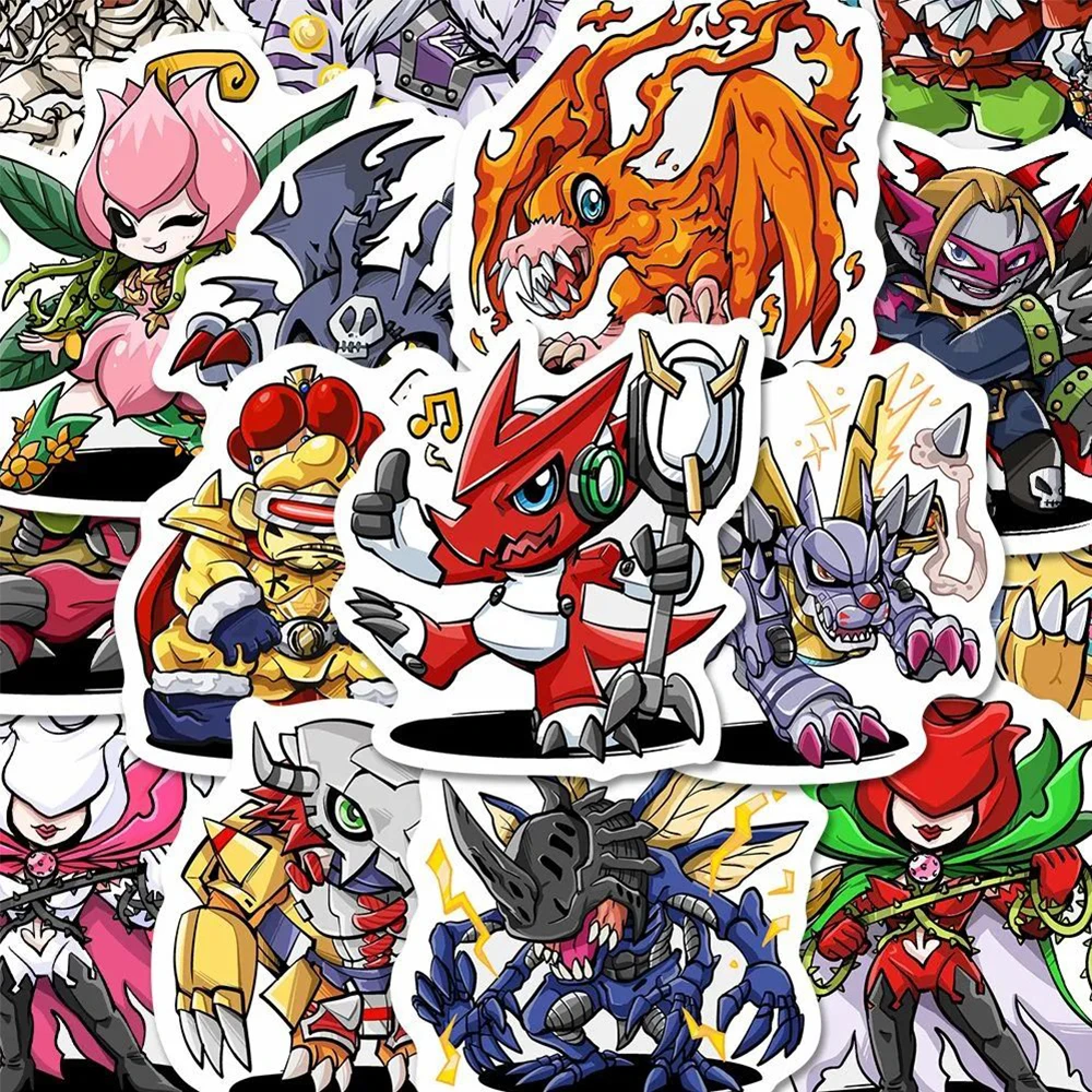 Фото 10/30/50 шт. Digimon Adventure аниме наклейки мультяшная наклейка для детей игрушка бутылка воды ноутбук телефон крутые классические наклейки манга №2