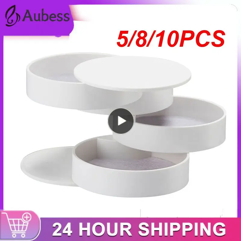 

5/8/10PCS Multilayer Advanced Rotating Plastic Jewelry Box 360 Degrees Rotary Holder 4 Layers Jewelry Storage Box Small Items