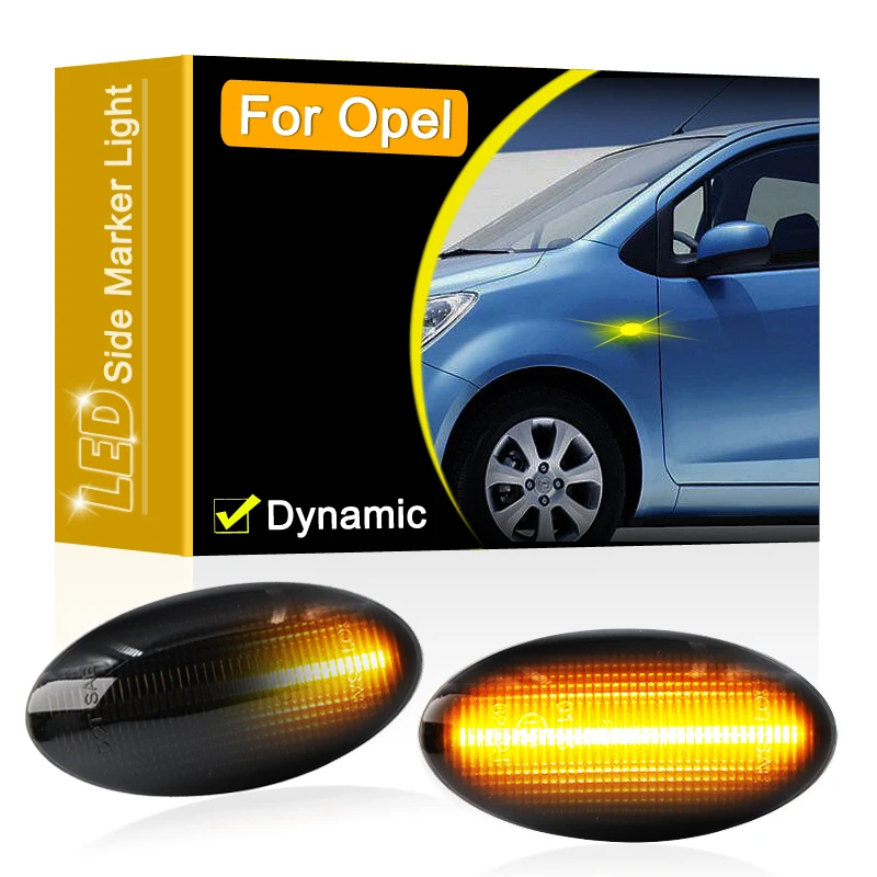 

Smoked Lens Waterproof LED Side Fender Marker Lamp Flowing Turn Signal Light For Opel Vauxhall Agila Mk2 2007 2008 2009 2010-UP