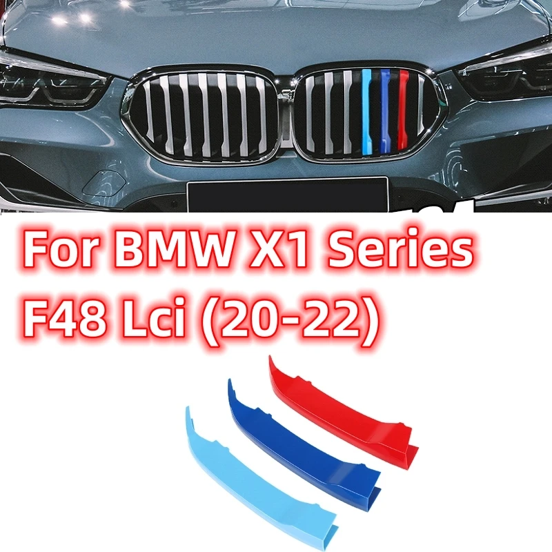 

For BMW X1 Series F48 Lci 2020-2022 Car 3D M Styling Front Grille Trim Bumper Cover Strips Stickers External Car Accessories