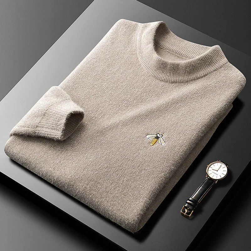 

quality High little bee chenille autumn winter sweater men's sweater slim fit fashion round neck thickened thermal Pullover