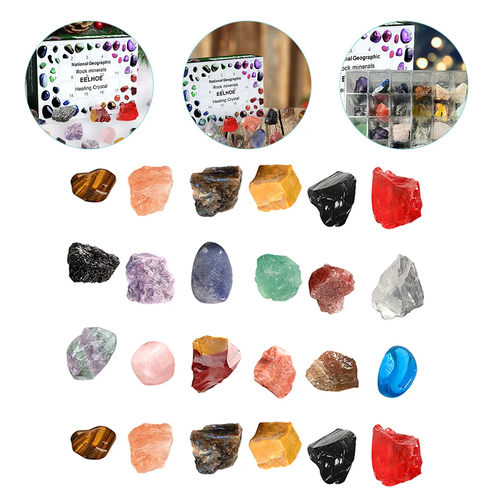 

Advent Calendar Stones Christmasfor Party Mineral Decorative Counting Ornament Decorations Small Decoration Box Crystal Kids