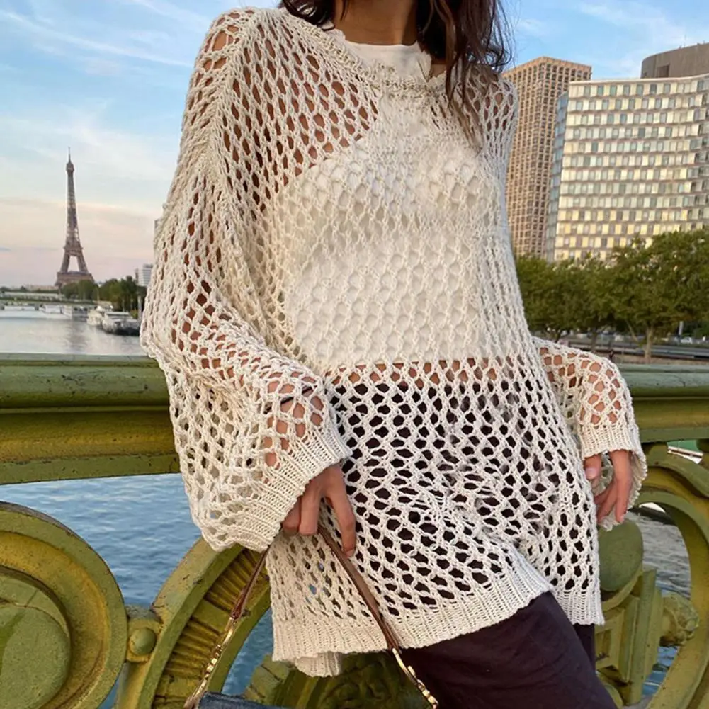 

Women Tops Long Sleeves Autumn Blouse See-through Stretchy Autumn Top