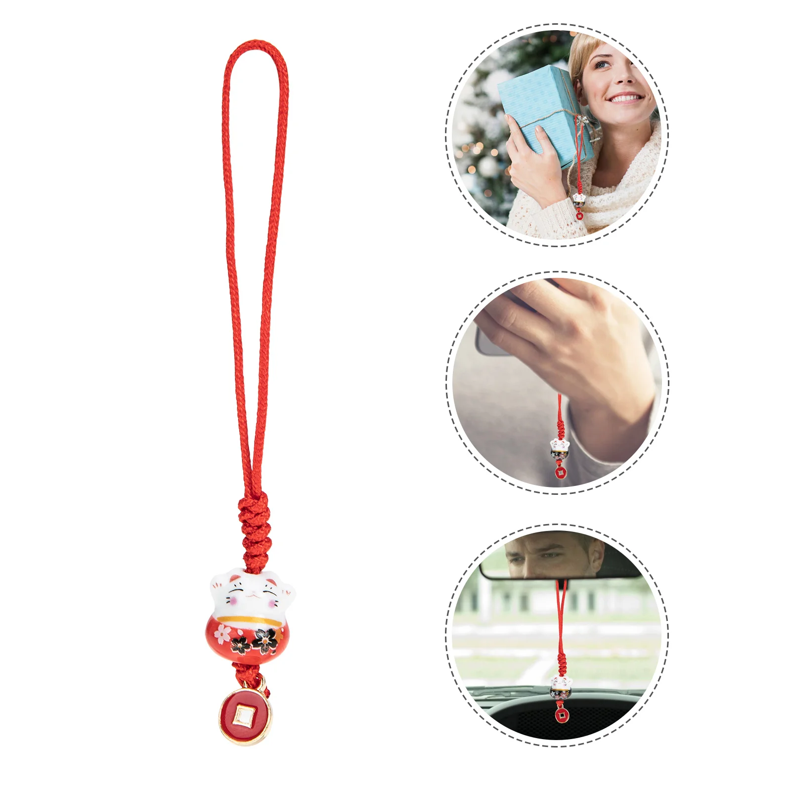 

Health Fortune Charms Accessories Car Women Keychain Car Charm Car Keychain Lucky Cat Pendant Interior Japanese Keychain Charm