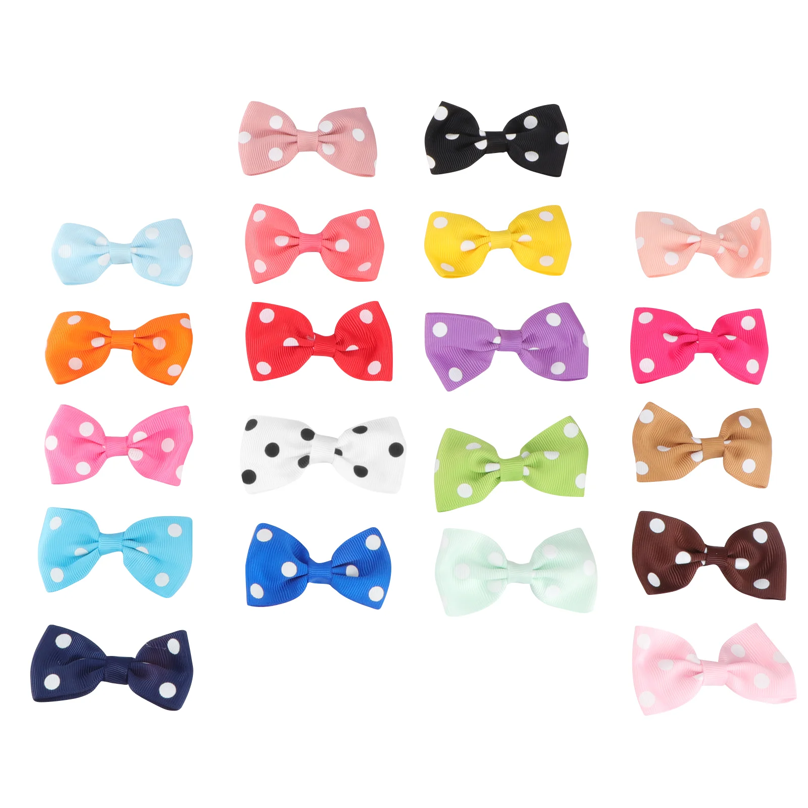 

20Pcs Bowknot Hair Bows with French Barrette Clips Dot Puppies Yorkie Grooming Hair Accessories for Kids Children