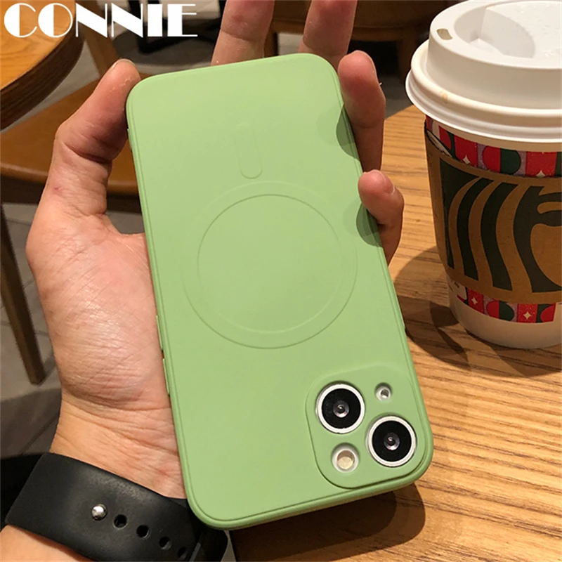 

Square Liquid Silicone Magnetic Case for iPhone 13 12 Mini 11 Pro Max X XS XR 7 8 Plus Wireless Charging Magsafing Cover Coque