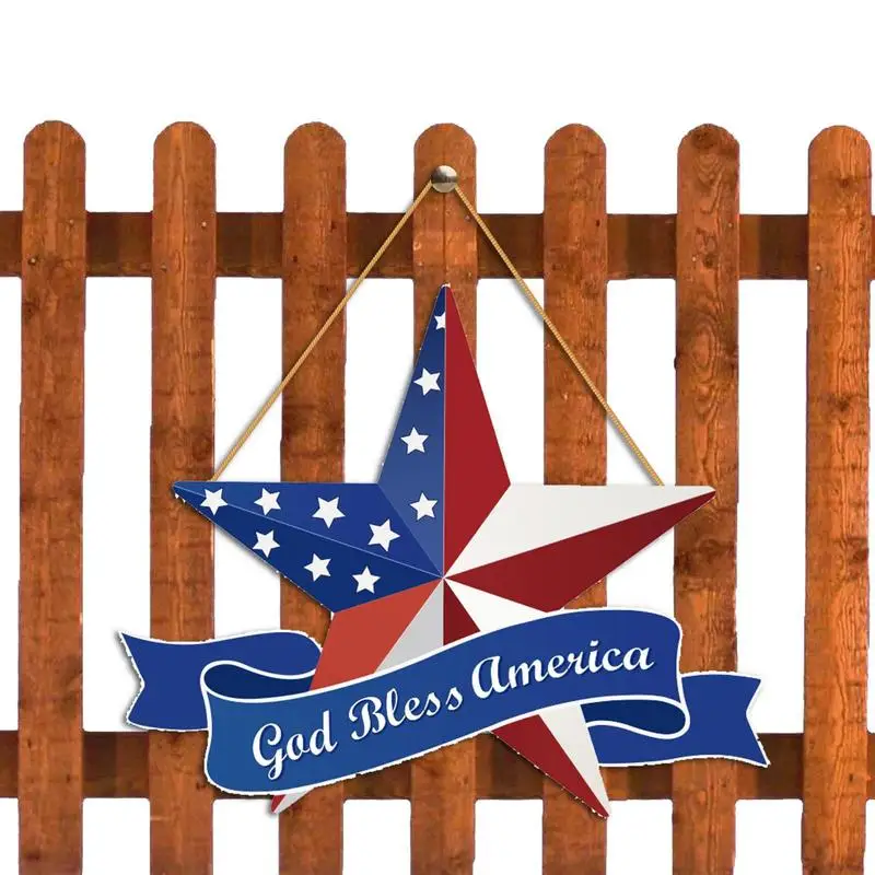 

4th Of July Decorations Ornaments Star Shaped Memorial Day Ornaments For Tree Sign Ornament Garland Pendant Ornament Wall DIY