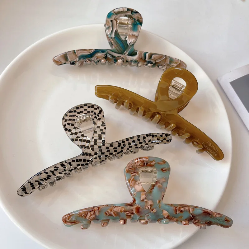 

Шикарный корейский пятнистый зажим для волос с шоколадной текстурой, Женская Большая пластина из ацетатного волокна, зажим для акулы, аксес...