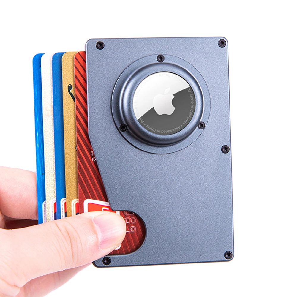 

2022 металлический телефон с радиочастотной идентификацией, мужской держатель для банковских карт, минималистичный бумажник, металлическая бирка Air Tag мужской вальлет для Airtag tarjetero