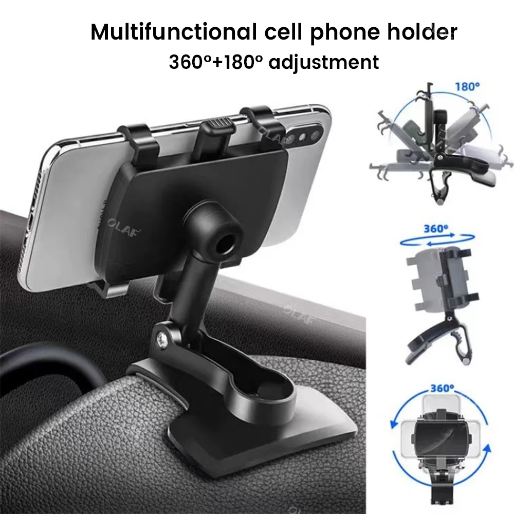 360 Degree Rotate Car Phone Holder Multifunctional Dashboard Clip Mount in Car For Mobile Phone Holder Telescopic Support Stand images - 6