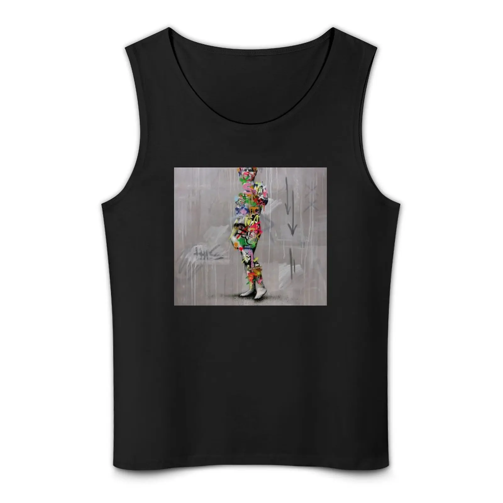 Дэвид Defaced by Colorful Graffiti Art Banksy Tank Top Мужские футболки милые топы