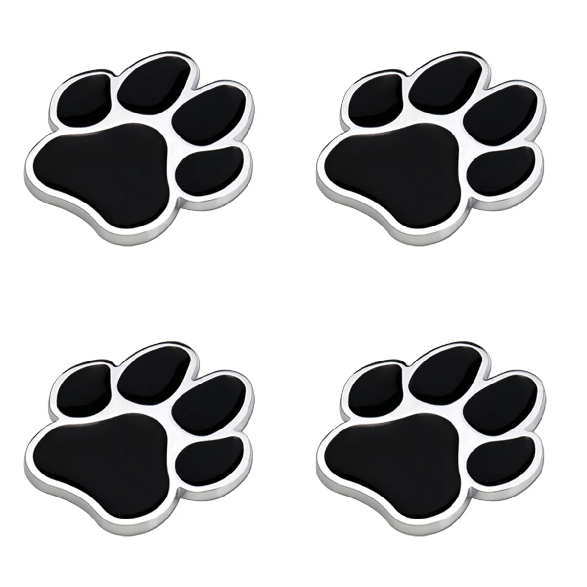 

4 Pieces Car Decal Decoration Car Stickers Footprint Metal Dog Paw Auto Suffix Decal Decoration Zinc Alloy