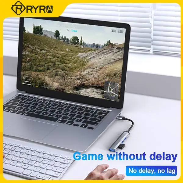 

4-портовый мультиразветвитель RYRA, адаптер OTG USB C HUB 3,0 Type C 3,1 Для Xiaomi Lenovo Macbook Pro Air Pro, компьютерные аксессуары для ПК