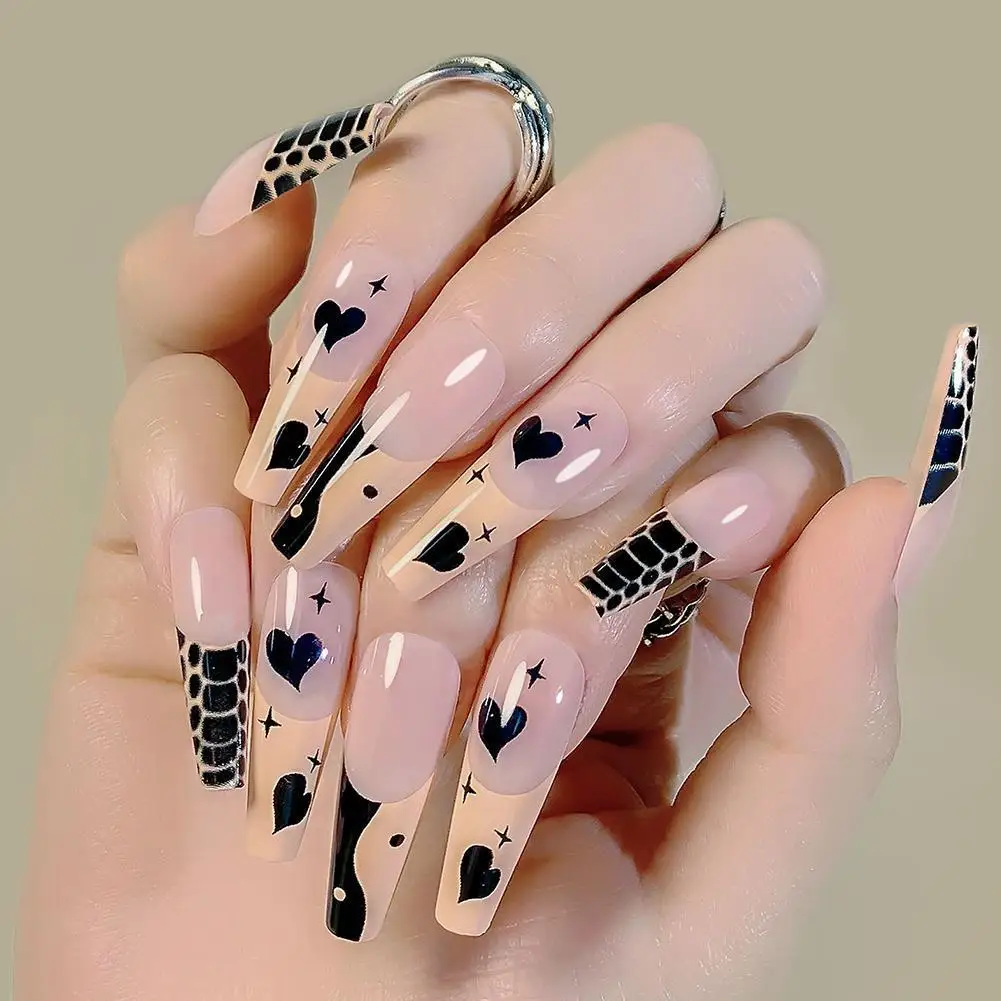 

Съемные блестящие французские накладные ногти 24 шт./кор. носимые длинные гвозди балерины накладные ногти с полным покрытием Накладные ногт...