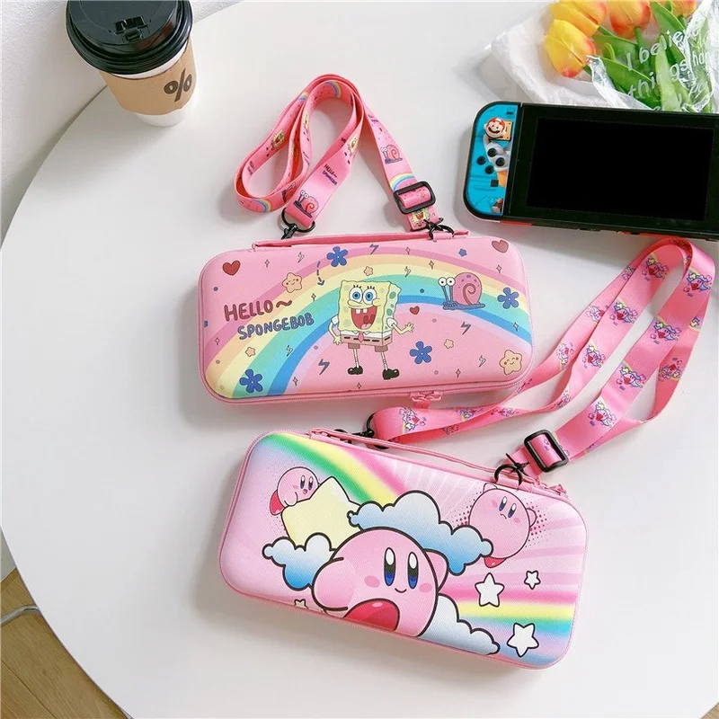 Сумка для хранения игровой консоли Sanrioed Kawaii Cartoon Switch NS Lanyard Portable Storage Bag My Melody Cinnamoroll Purin Dog Anime Game Console Case Cute Gift.