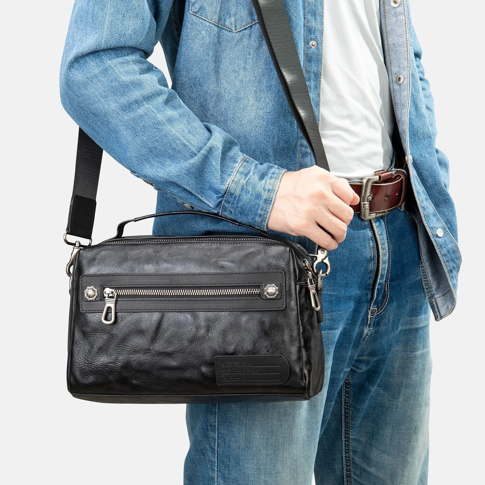 New Male Handbags Pocket Man Shoulder Bag Genuine Leather Bag Messenger Bag Men Shoulder Handbag Leather Crossbody Bags For Men