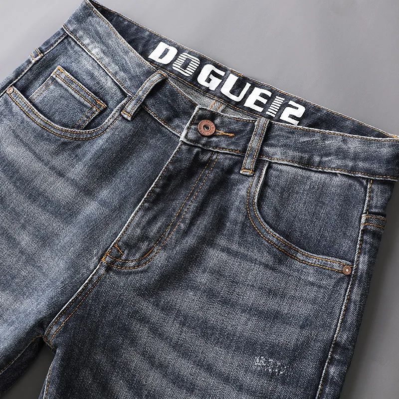 Newly Designer Fashion Men Jeans High Quality Vintage Blue Elastic Slim Fit Retro Jeans Men Trousers Classical Denim Pants Homme