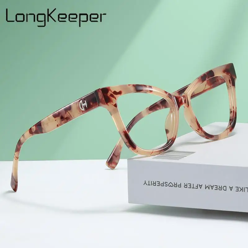 

LongKeeper Fashion Retro Glasses TR90 Women Cat Eye Eyeglasses Female Male Anti Blue Light Blocking Sunglasses gafas de mujer