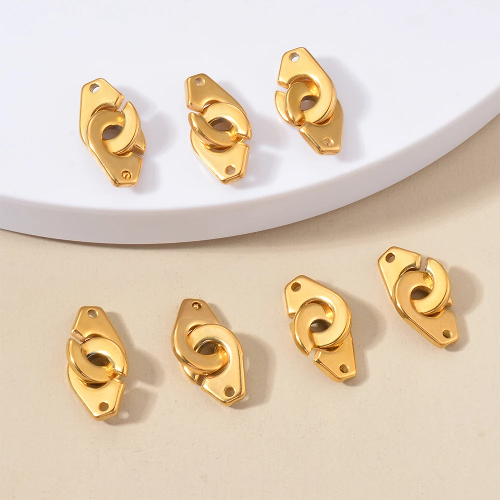 5pcs/lot Stainless Steel Double Hole Handcuffs Connector Charms Pendant for Necklace Bracelet DIY Jewelry Making Accessories