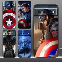 marvel captain america phone case for google pixel 7 6 pro 6a 5a 5 4 4a xl 5g black shockproof silicone tpu cover