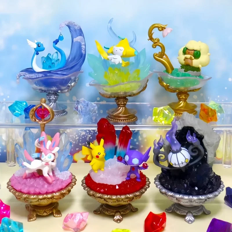 Горячая натуральная фигурка покемона коллекция драгоценных камней Пикачу