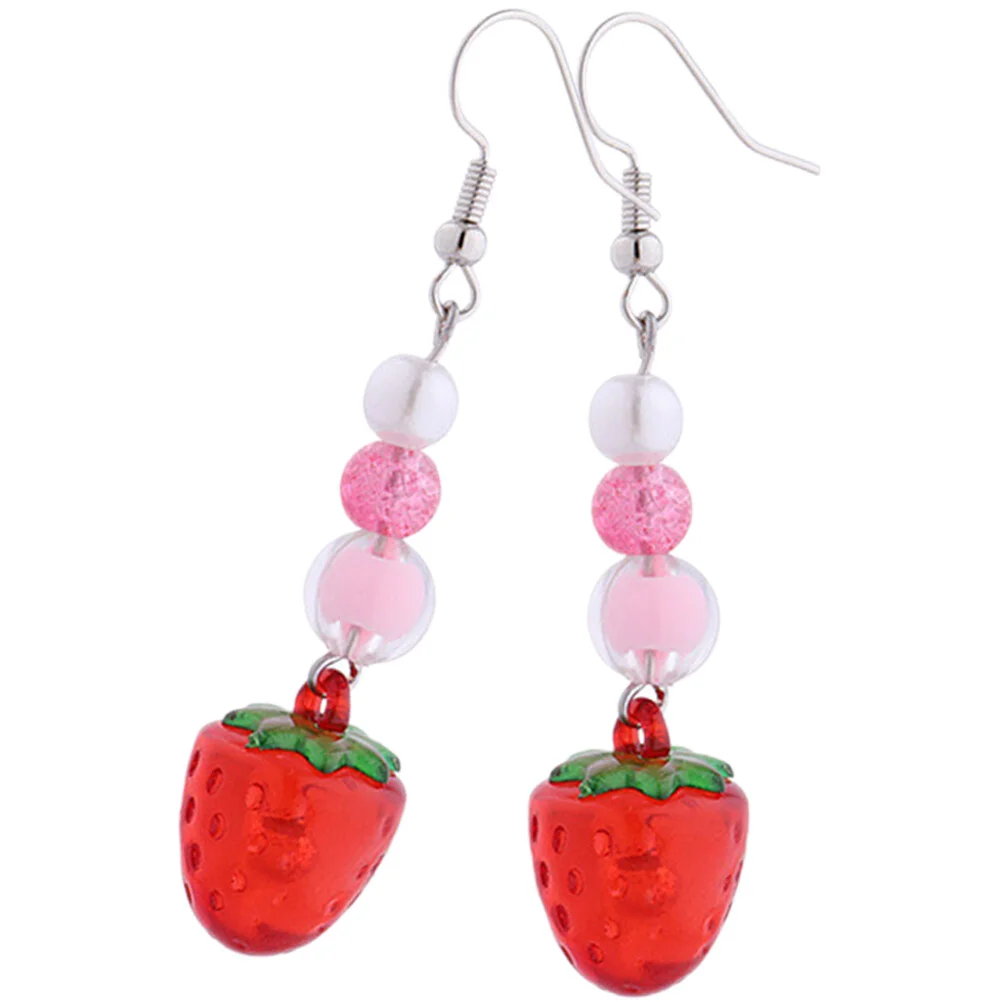 1 Pair Strawberry Earring Fruit Strawberry Resin Earrings Dangle Earrings Women Earrings