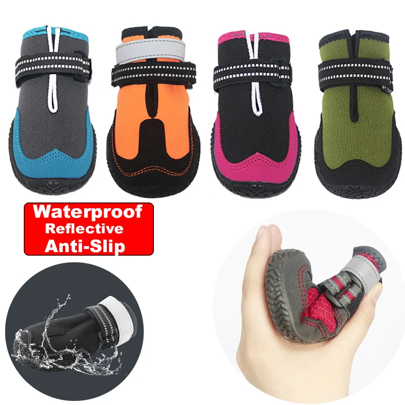 

Pet Dog Shoes for Sports Mountain Wearable for Pets Anti-Slip Outdoor Adjustable Reflective Staps Pet Paw Protector Waterproof