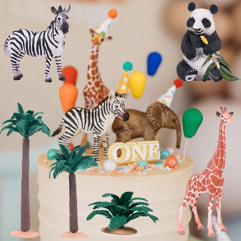 

1pcs Happy Birthday Jungle Animal Cake Topper Birthday Party Decorations Kids Cupcake Toppers Jungle party 1st Birthday Supplies