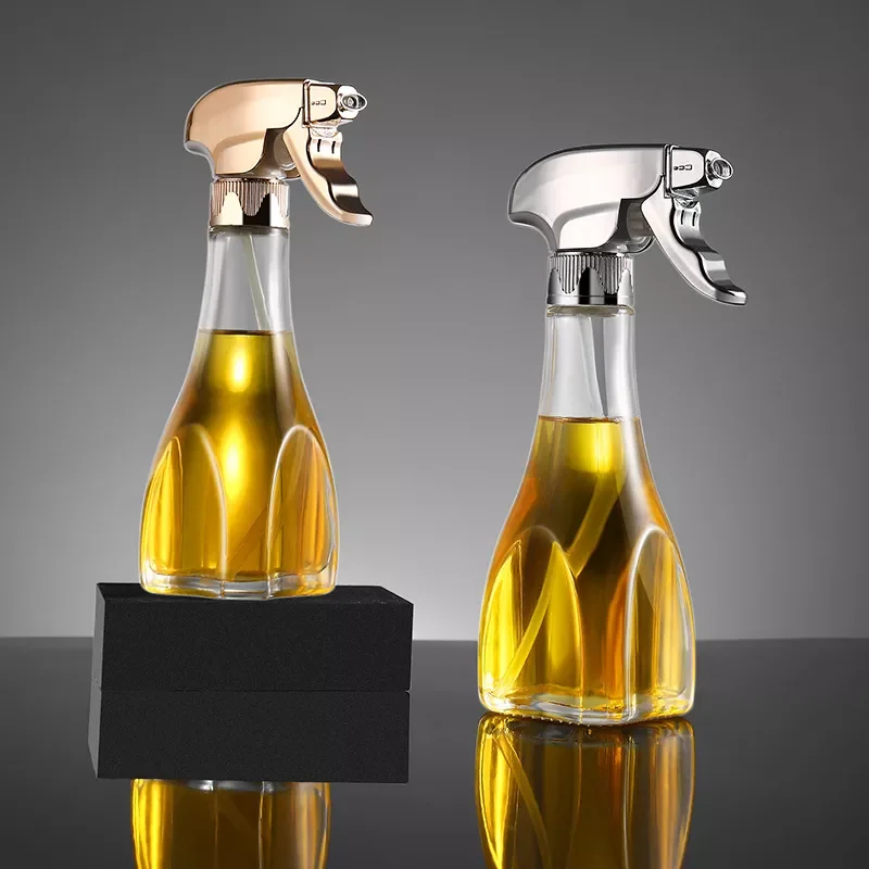 

NEW2023 Press Oil Spray Bottle Adjustable Sprinkler Glass Atomized Edible Oil Container Barbecue Spice Organizer Kitchen Gadget