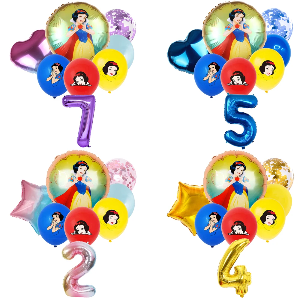 

NEW Disney Princess Snow White Cartoon Theme Birthday Party Decoration Latex Digital Round Balloon Set Baby Shower Kid Girl Gift