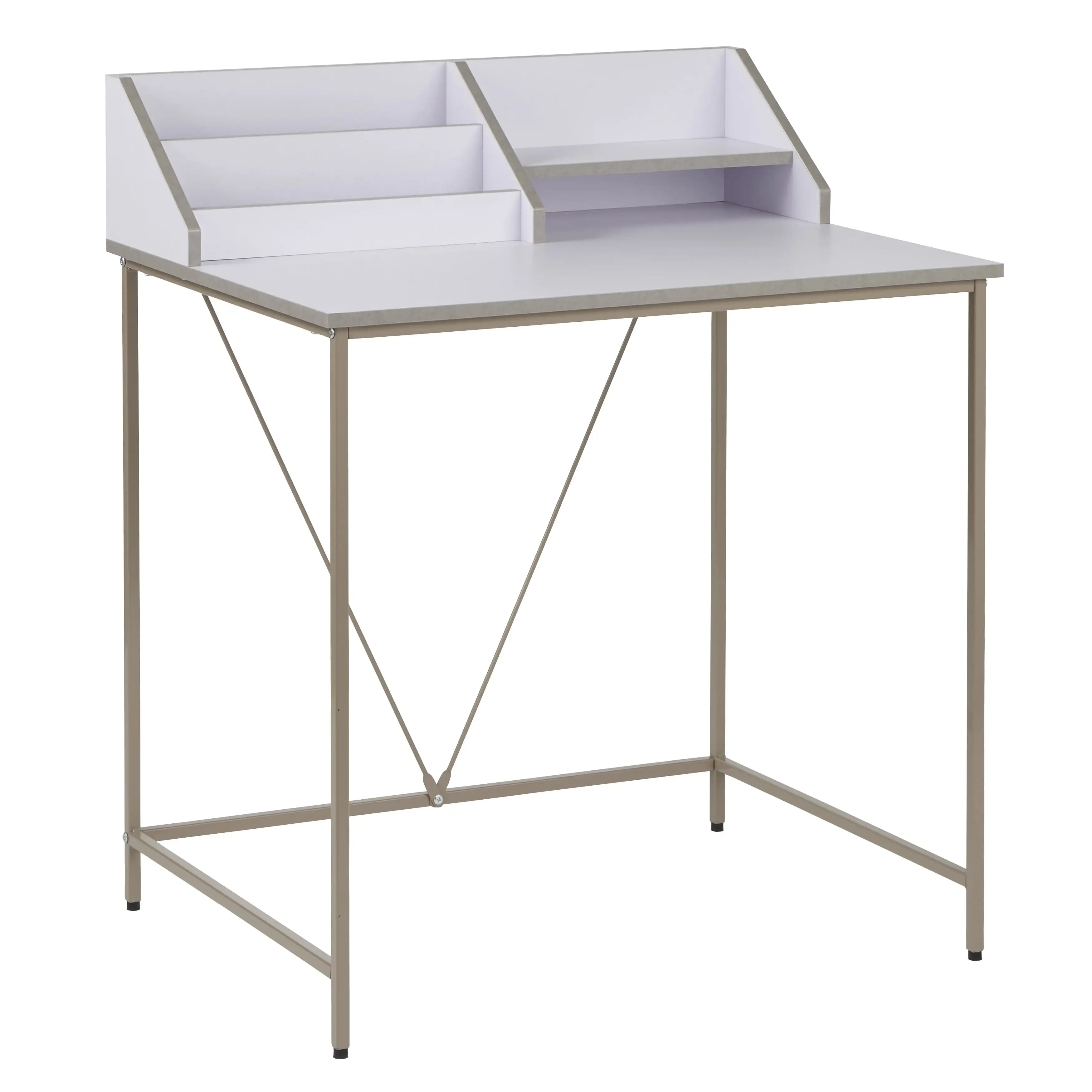 

Quincy Kids Writing Desk with Hutch, Gray/White