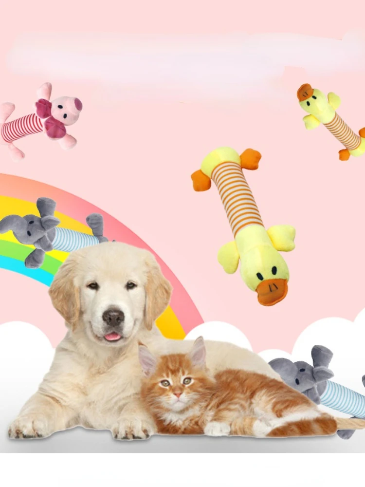 

Plush Squeak Cute Pet Dog Cat Toy Interesting Fleece Durable Chewing Pet Sounding Toy Suitable For All Pets Elephant Duck Pig